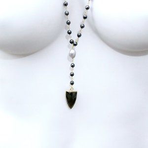 Hematite pendant lariat necklace jewelry for women